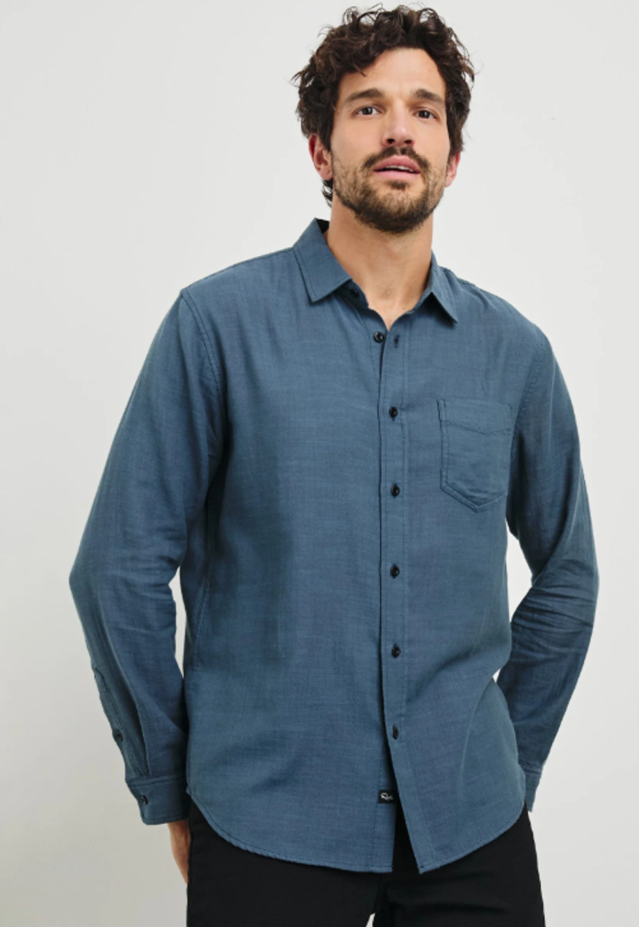 Rails Wyatt Button Down Shirt Men's Large Sea Blue 100% Cotton Classic Beach